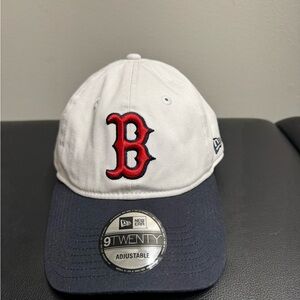New Era White and Dark Blue Cap with Red Logo